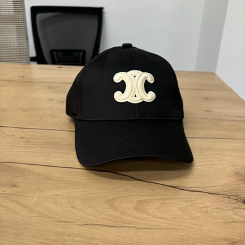 Celine white logo pattern hat